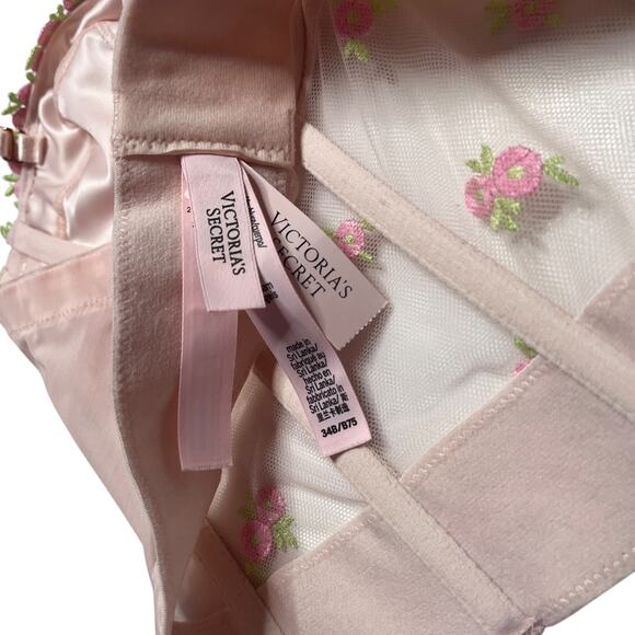 Victoria's Secret Rosebud Embroidery Unlined Strapless Plunge-Back Corset 34B - Picture 3 of 3